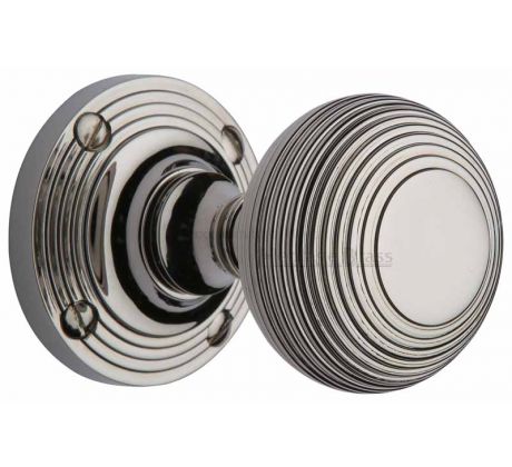 Polished Nickel Reeded Mortice Door Knobs 60mm