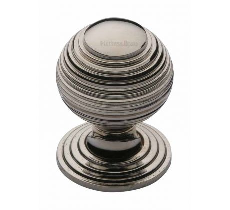 Polished Nickel Reeded Cupboard Knob 32mm
