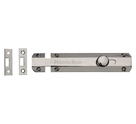 Polished Nickel Contemporary Flat Door Bolt 6in