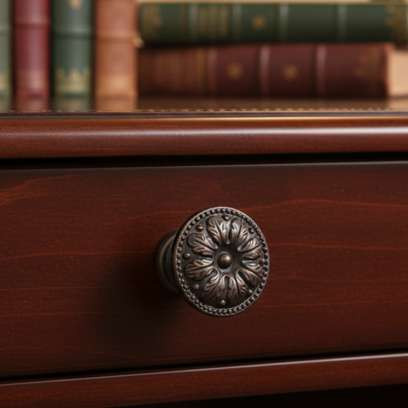 Matt Bronze Classical Floral Cabinet Knob