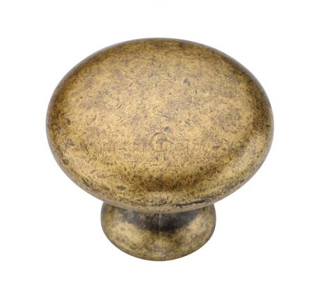 Distressed Brass Classic Round Cabinet Knob