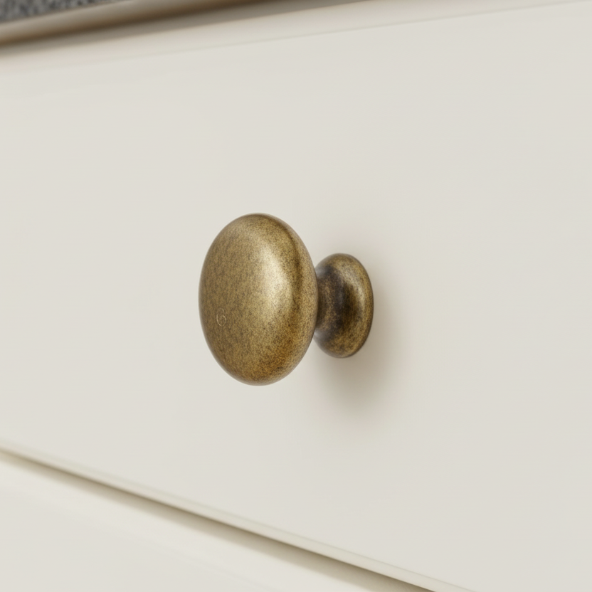 Distressed Brass Classic Round Cabinet Knob