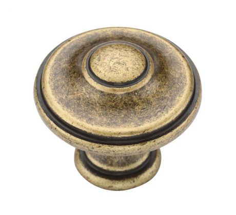 Distressed Brass Round Domed Cabinet Knob