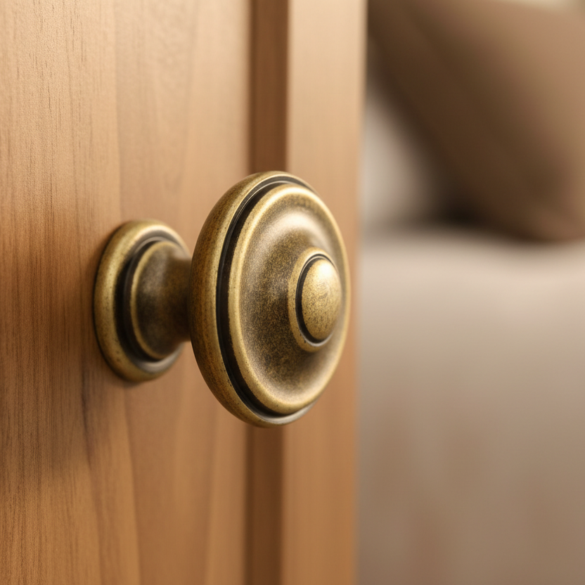 Distressed Brass Round Domed Cabinet Knob