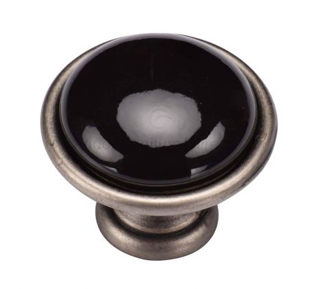 Distressed Pewter Ceramic Dome Classic Cabinet Knob