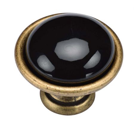 Distressed Brass Ceramic Dome Classic Cabinet Knob