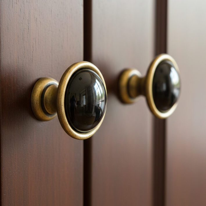 Distressed Brass Ceramic Dome Classic Cabinet Knob