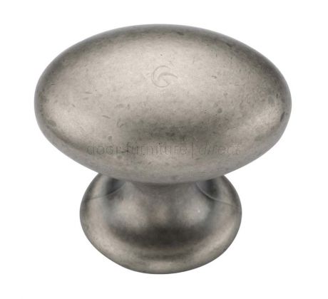 Distressed Pewter Classic Oval Cabinet Knob 40mm