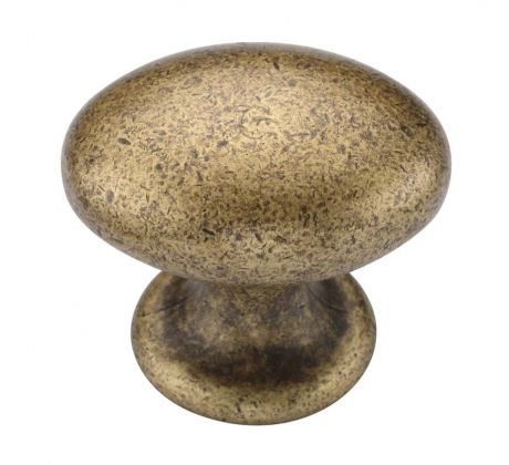 Distressed Brass Classic Oval Cabinet Knob 40mm