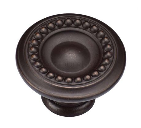 Matt Bronze Round Beaded Cabinet Knob 35mm