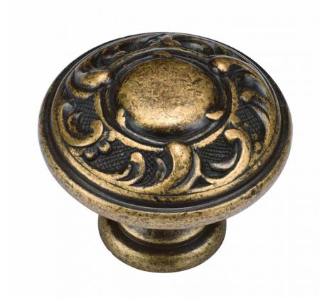 Distressed Brass Vintage Cabinet Knob 35mm