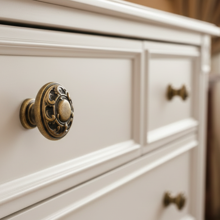 Distressed Brass Vintage Cabinet Knob 35mm