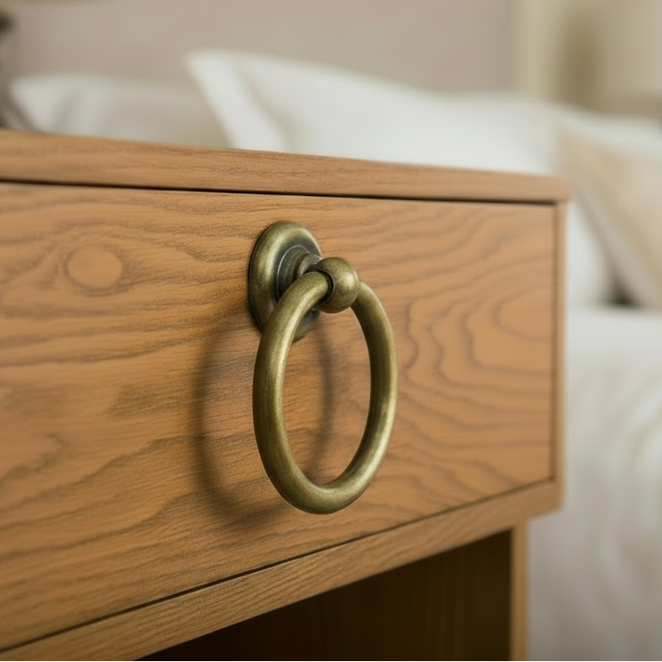 Distressed Brass Classic Round Drop Cabinet Pull 52mm