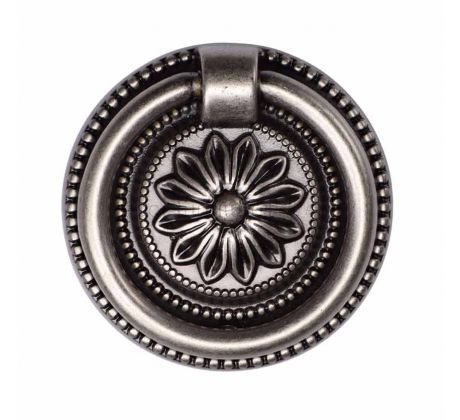 Distressed Pewter Floral Ring Cabinet Pull 55mm