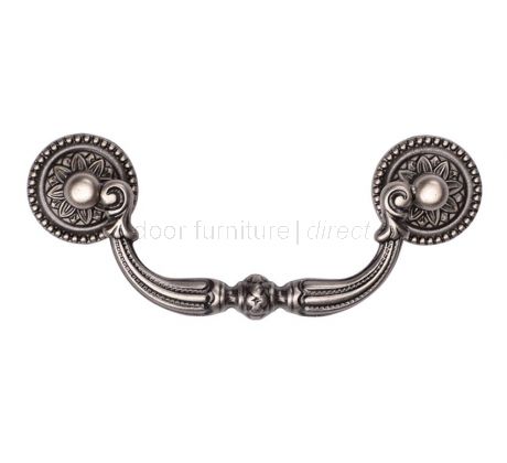 Distressed Pewter Ornate Swan Drawer Pull Handle 123mm