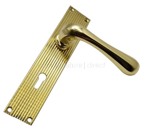 Charlbury Reeded Polished Brass Keyhole Door Handles RR3000
