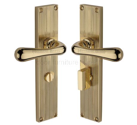 Charlbury Reeded Polished Brass Bathroom Door Handles RR3030
