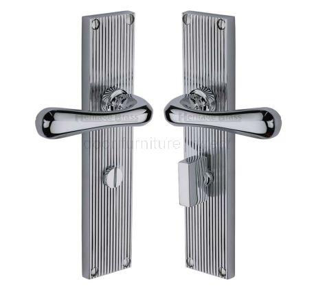 Charlbury Reeded Polished Chrome Bathroom Door Handles RR3030
