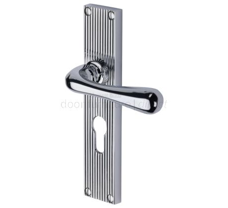 Charlbury Reeded Polished Chrome EURO Door Handles RR3048