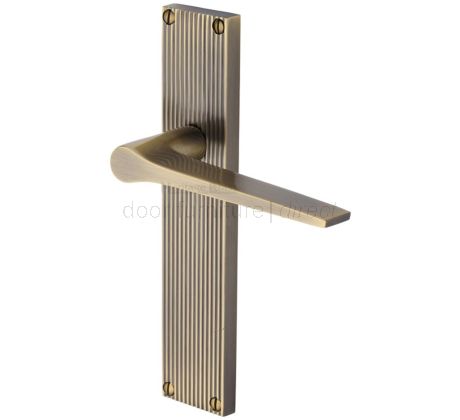 Gio Reeded Antique Brass Latch Door Handles RR4710