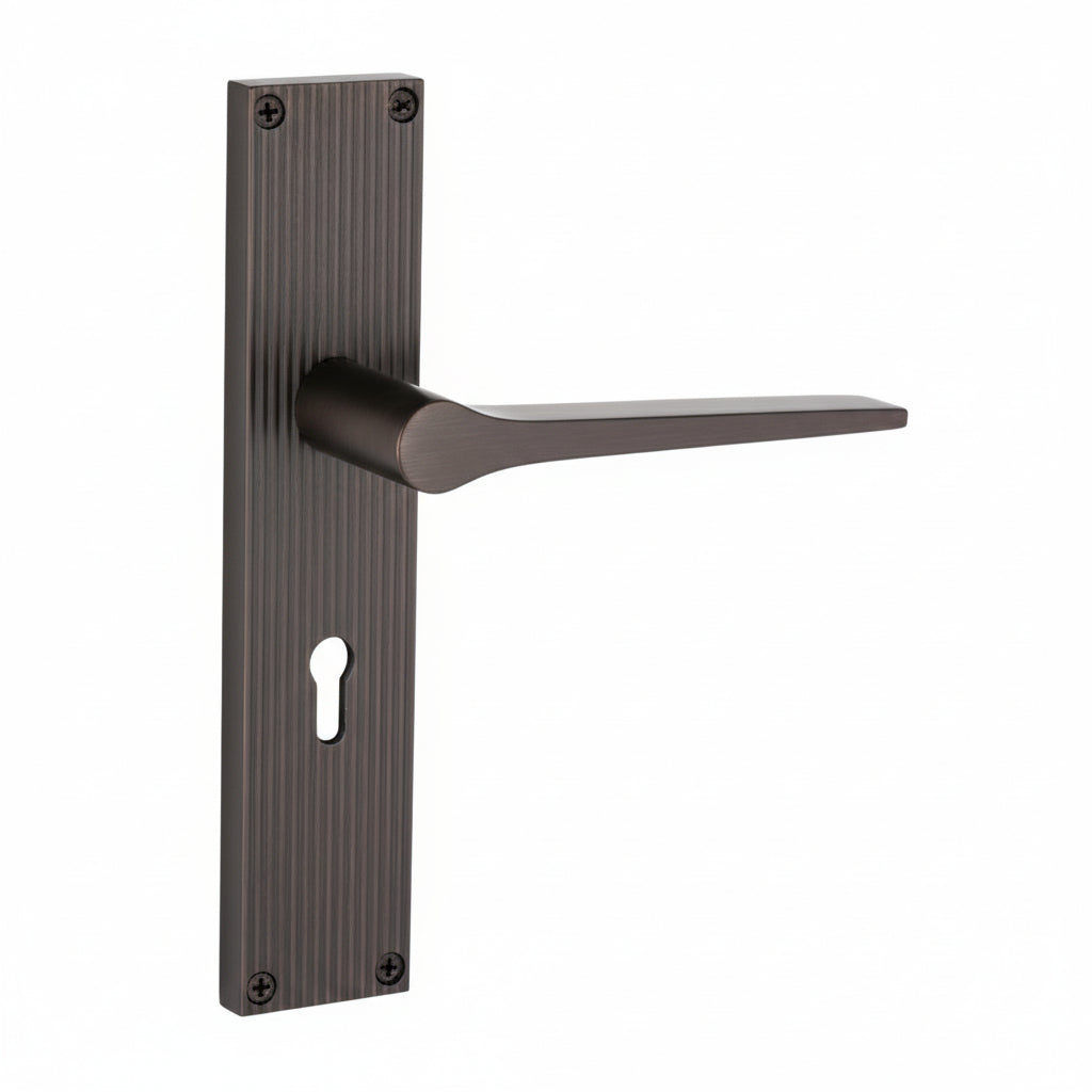 Gio Reeded Matt Bronze Keyhole Door Handles RR4700