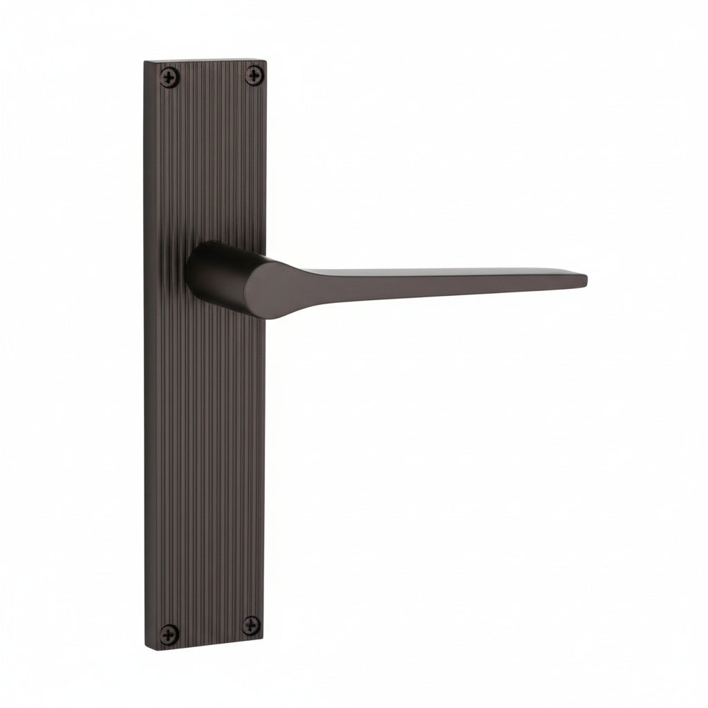Gio Reeded Matt Bronze Latch Door Handles RR4710