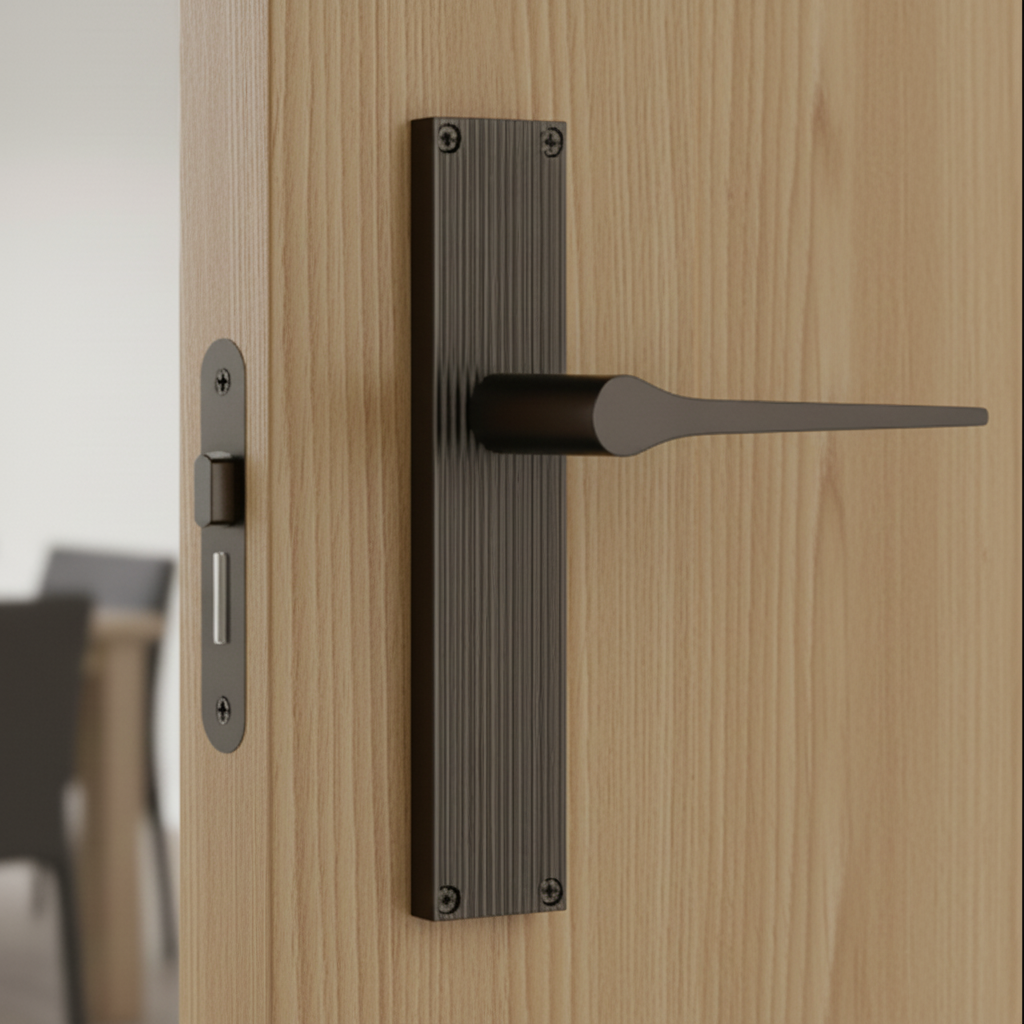 Gio Reeded Matt Bronze Latch Door Handles RR4710