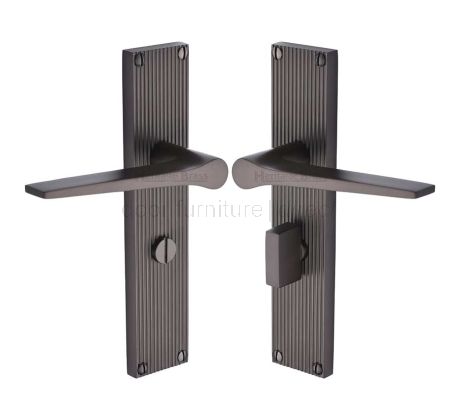 Gio Reeded Matt Bronze Bathroom Door Handles RR4730