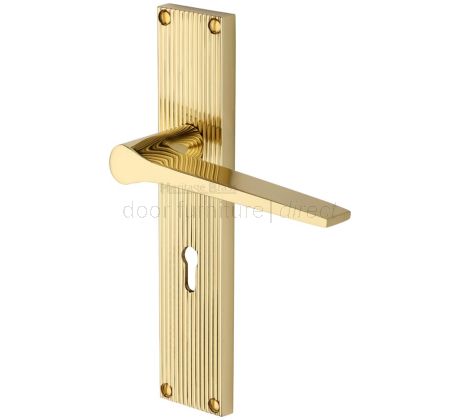 Gio Reeded Polished Brass Keyhole Door Handles RR4700