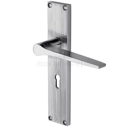 Gio Reeded Polished Chrome Keyhole Door Handles RR4700