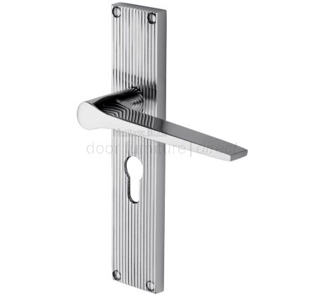 Gio Reeded Polished Chrome Euro Door Handles RR4748