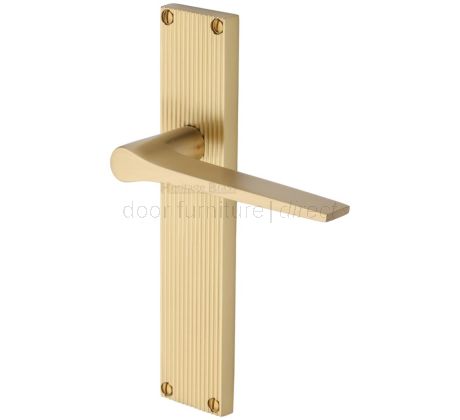 Gio Reeded Satin Brass Latch Door Handles RR4710