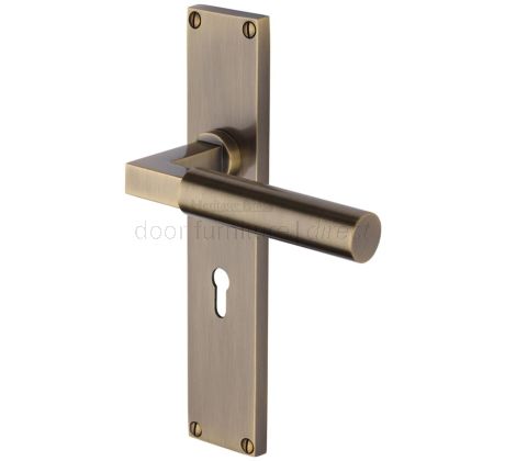 Heritage VT6300 Antique Brass Bauhaus Lock Handles