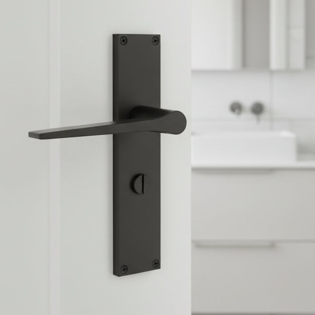Gio Matt Black Bathroom Door Handles VT8130