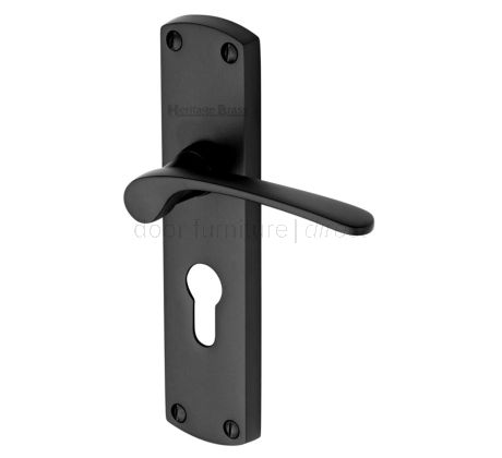 Heritage DIP7848 Matt Black Diplomat Euro Door Handles