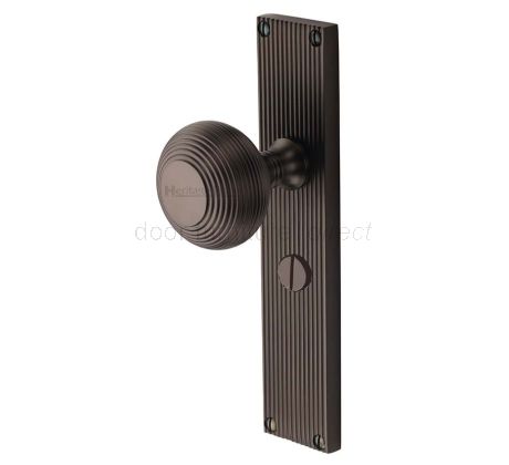 Matt Bronze Beehive Mortice Knob on Bathroom Plate V9530-MB