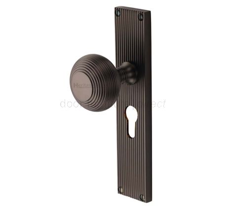 Matt Bronze Beehive Mortice Knob on Euro Plate V9548-MB