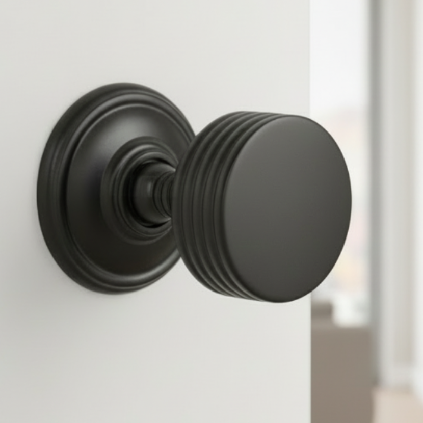 Oxford Matt Black Door Knob Set SB2124BLK