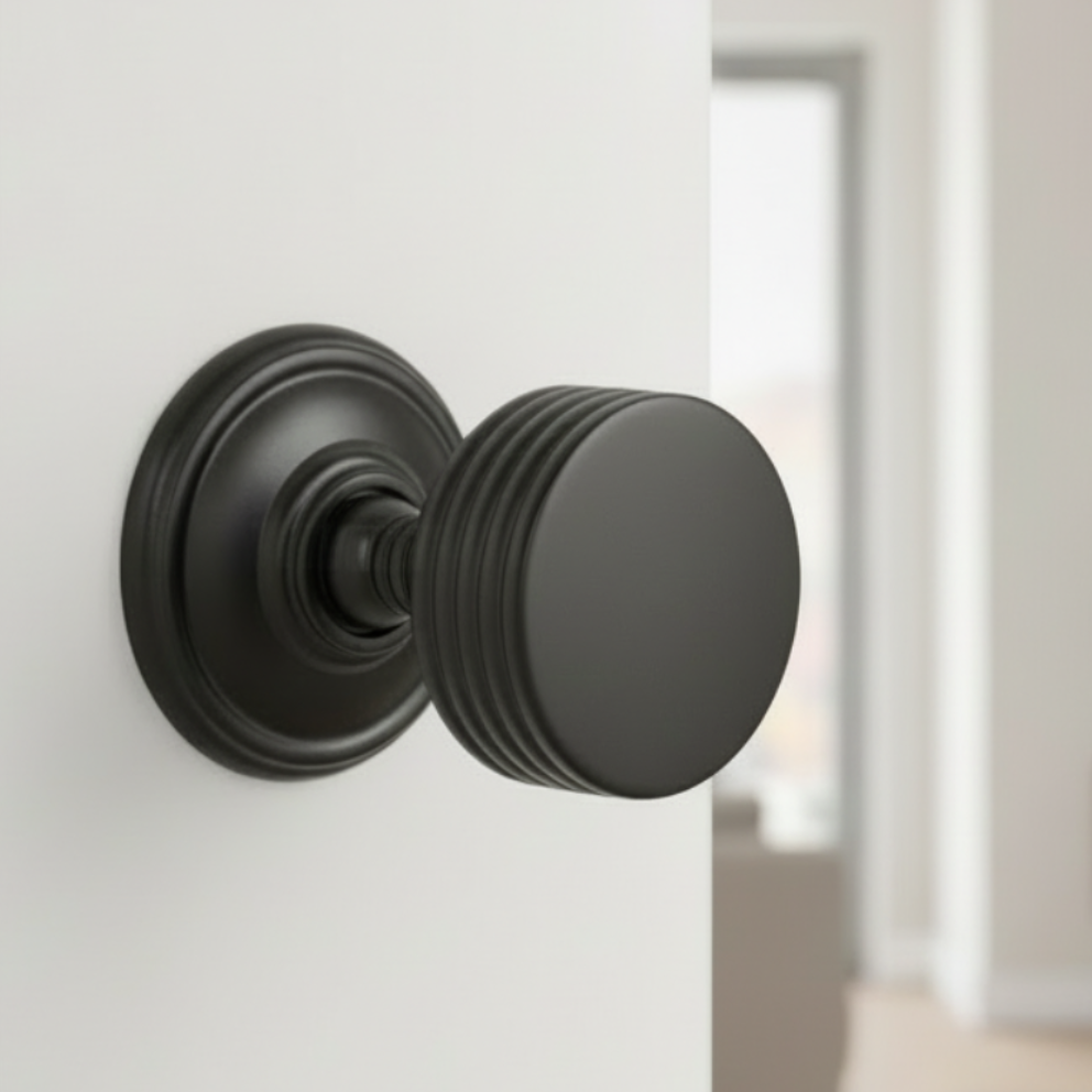 Oxford Matt Black Door Knob Set SB2124BLK