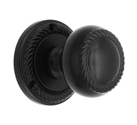 Georgian Matt Black Mortice Door Knobs SB2119BLK