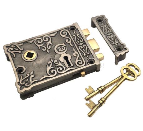 Pewter Floral Rim Lock 105x80mm