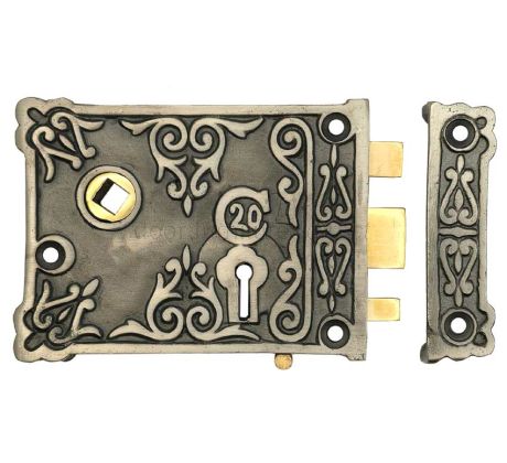 Pewter Floral Rim Lock 105x80mm