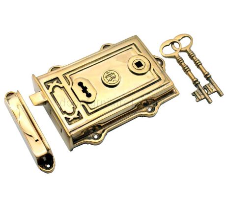 Unlacquered Brass Davenport Rim Lock 168x122mm