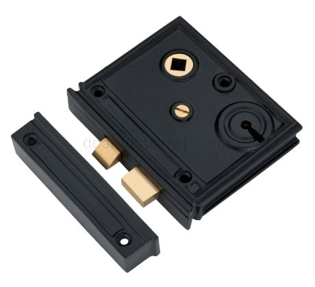 Black Vertical Rim Lock 80x100mm