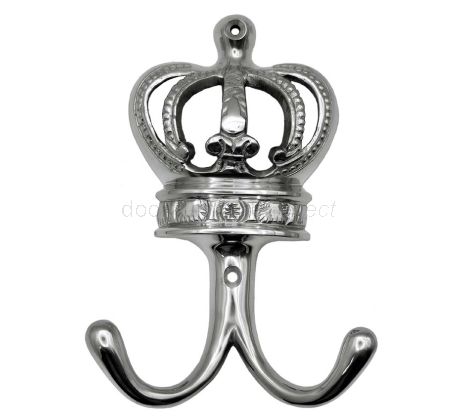 Polished Nickel Crown Double Coat Hook 140mm