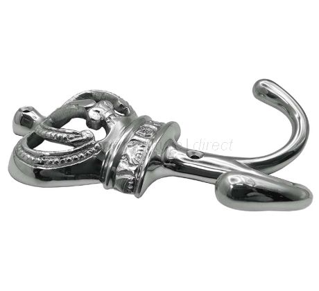 Polished Nickel Crown Double Coat Hook 140mm