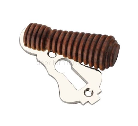 Rosewood and Polished Nickel Beehive Escutcheon 58x25mm