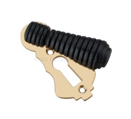 Ebony Wood and Brass Beehive Escutcheon 58x25mm