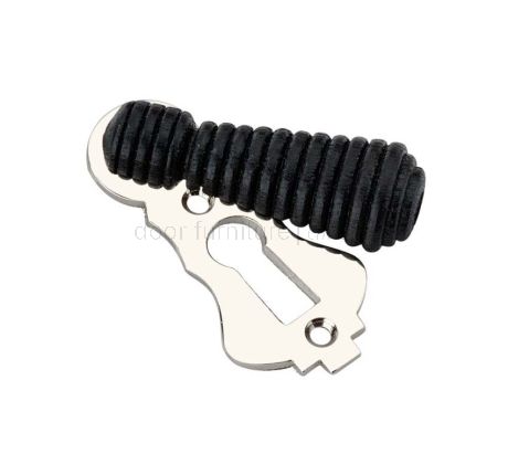 Black Ebony and Polished Nickel Beehive Escutcheon 58x25mm