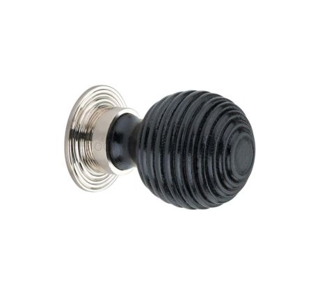 Ebonised Preston Wooden Cabinet Knob Polished Nickel 35mm